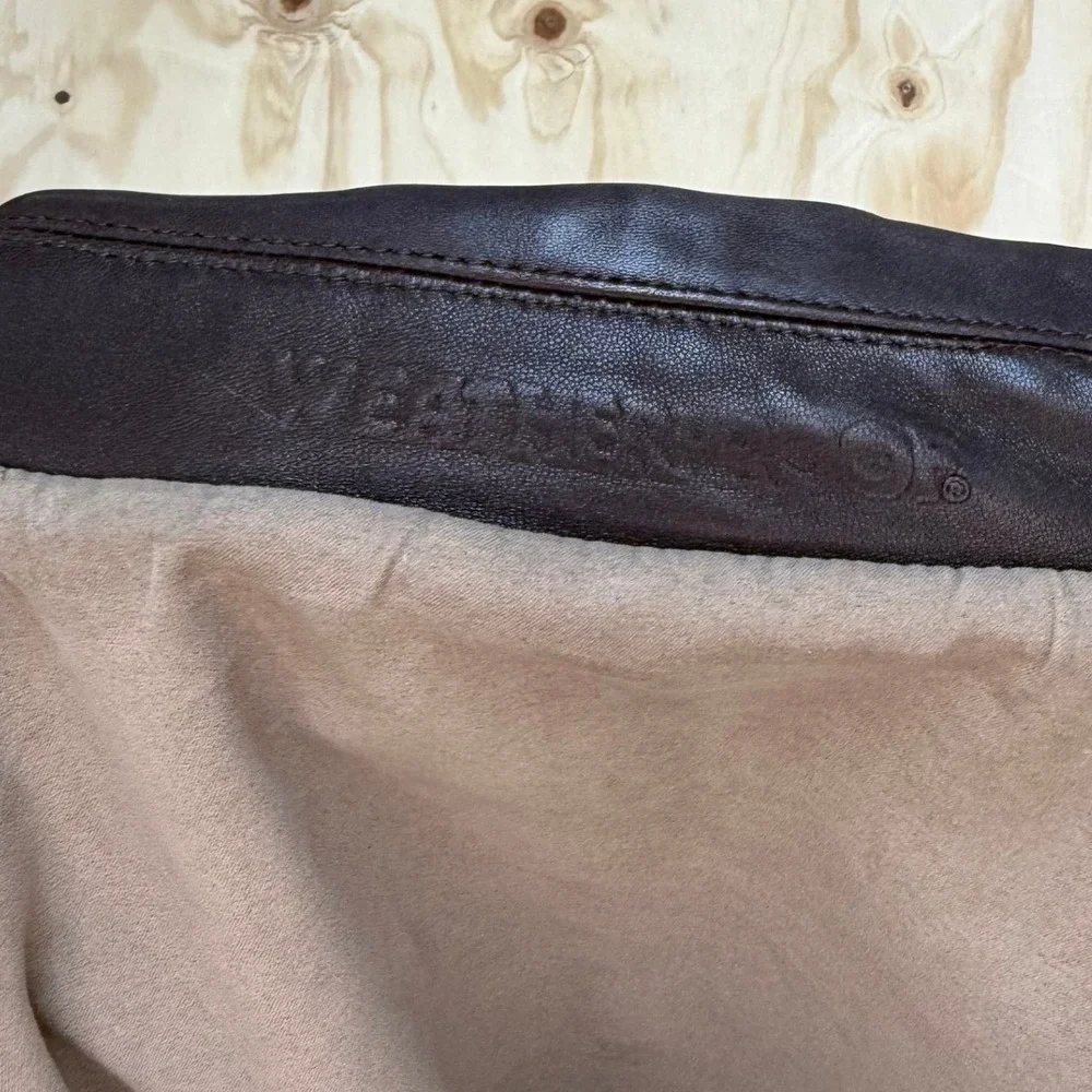 Weatherproof Mens Genuine Leather Jacket XXL Dark Brown Full Zip Bomber Coat